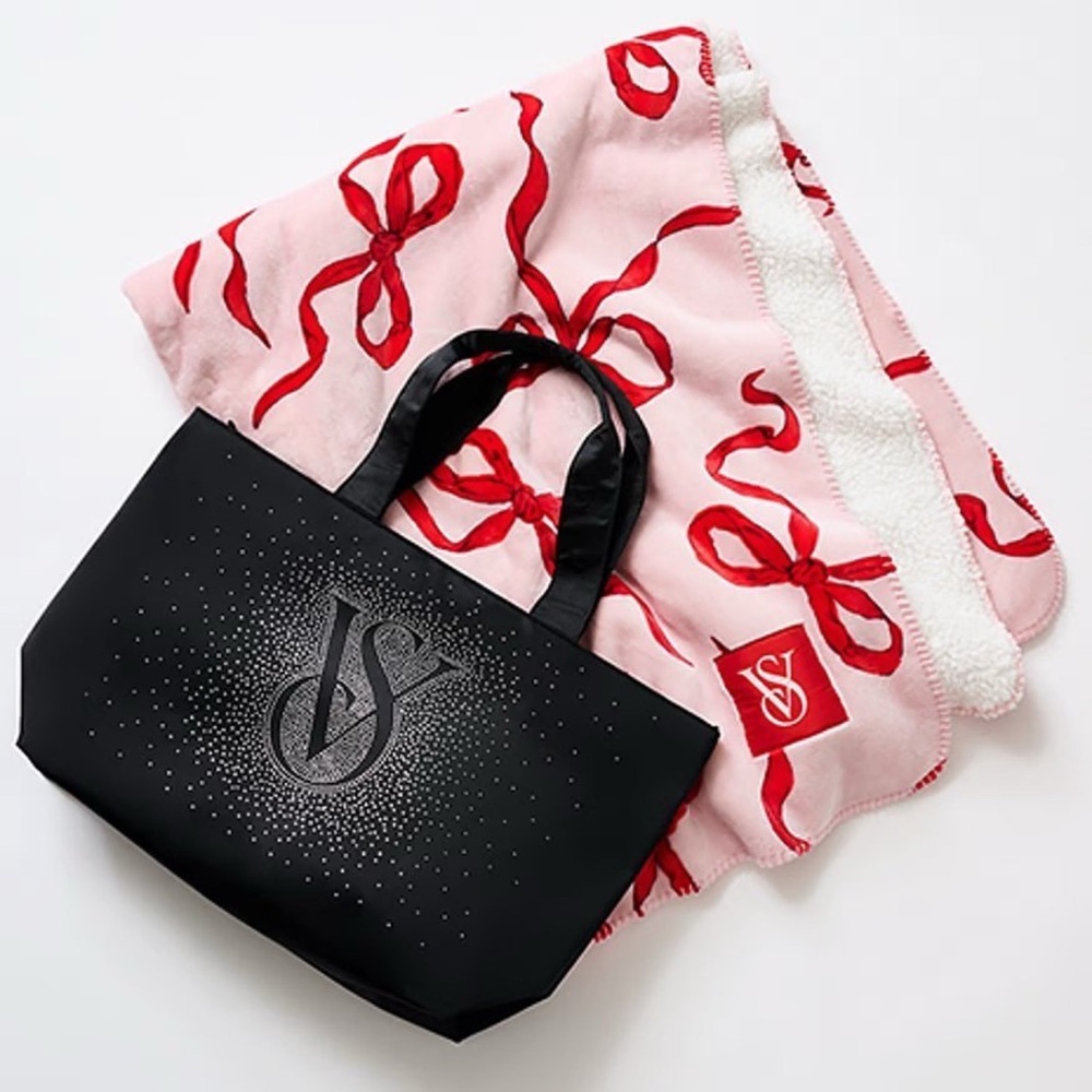 Victoria secret bow blanket and tote bag